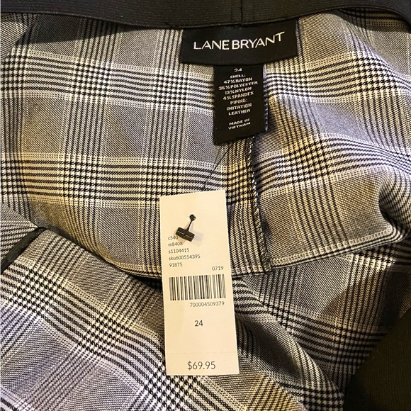 5/$25 NWT Lane Bryant Checkered Plaid Faux  Leather Pencil Skirt Size 24 Office - Picture 3 of 4